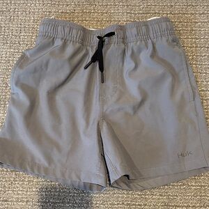 Huk Light Gray Swim Shorts with Black Drawstring